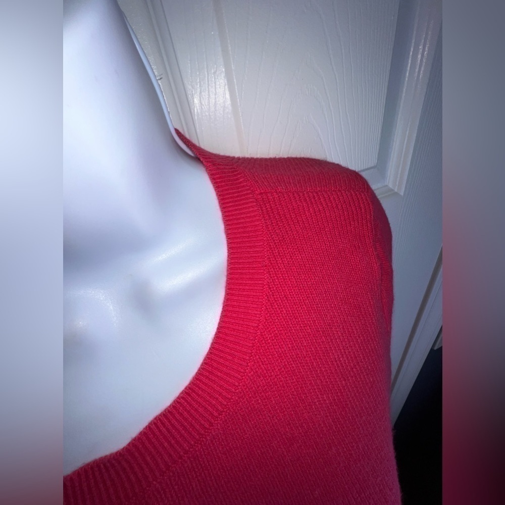 Halogen Women’s Medium Hot Pink Peplum Sweater Top Rib Knit M Cotton Crewneck - Picture 4 of 13